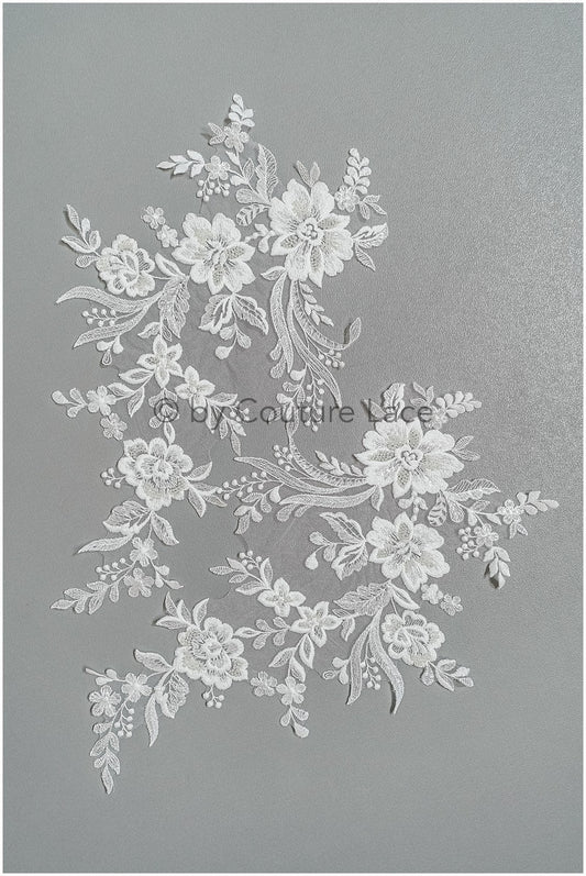 romantische Perlenblumen Spitze Aufnäher/ Baumwollblumen Applikation/ Brautkleid Spitze Applikation/ Brautblume Applikation// A22-298