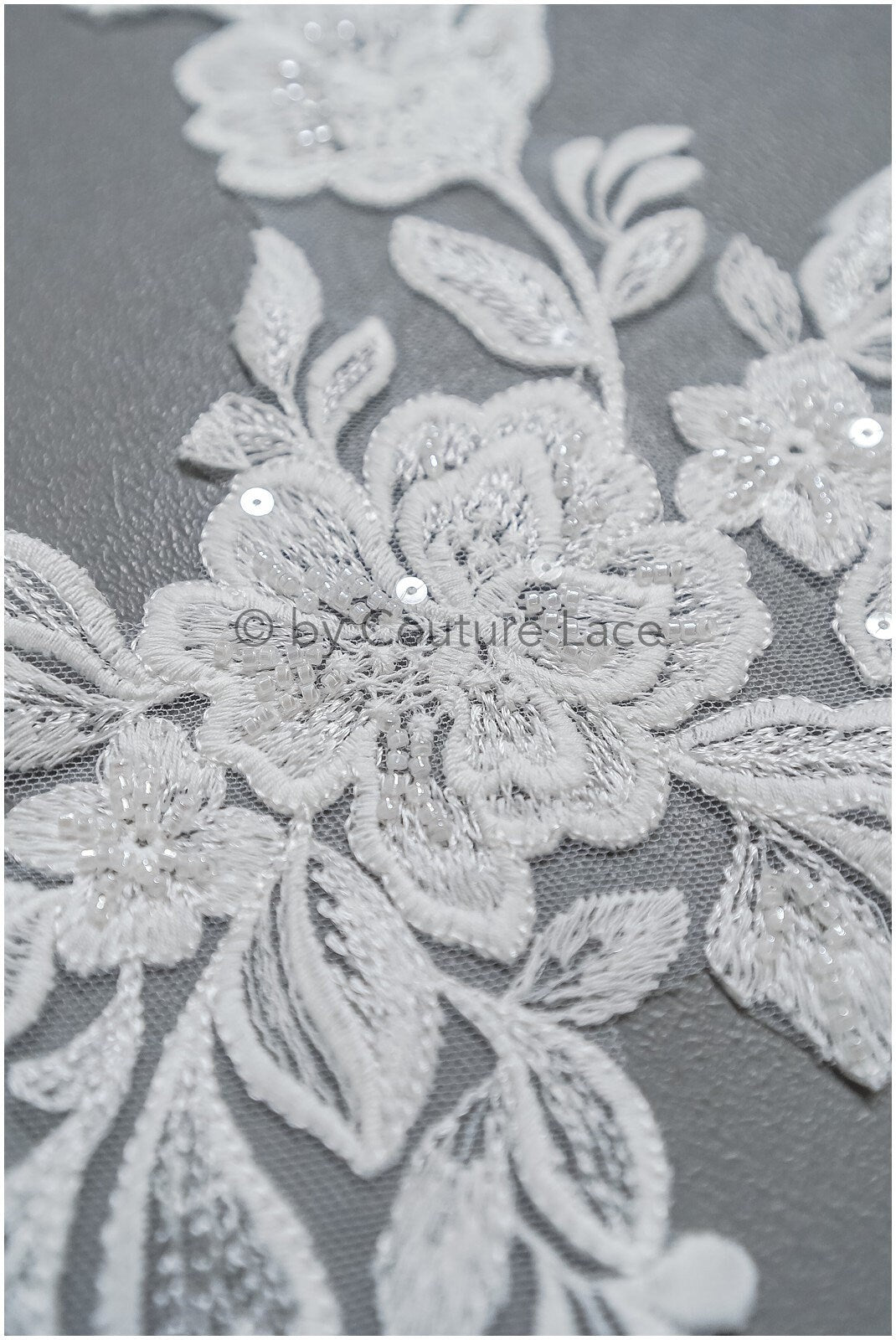 Romantische Perlenblüten Spitze Aufnäher/ Baumwollblume Applikation/ Brautkleid Spitzen Applikation/ Brautblumen Applikation// A22-299