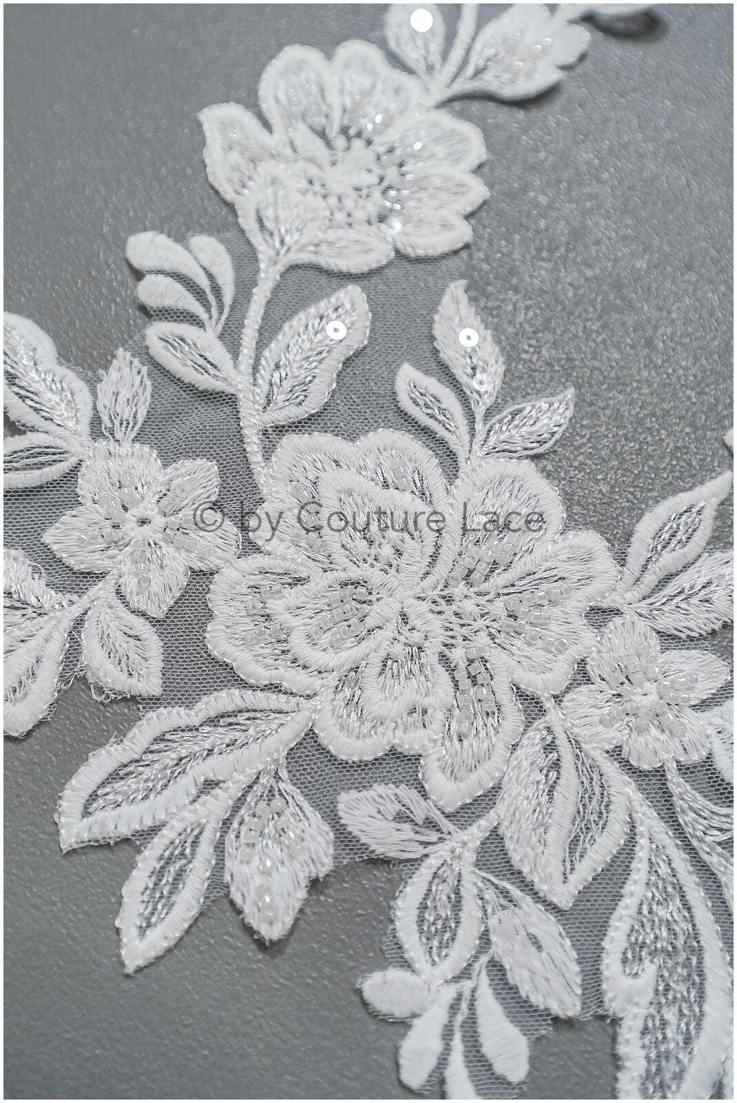 Romantische Perlenblüten Spitze Aufnäher/ Baumwollblume Applikation/ Brautkleid Spitzen Applikation/ Brautblumen Applikation// A22-299