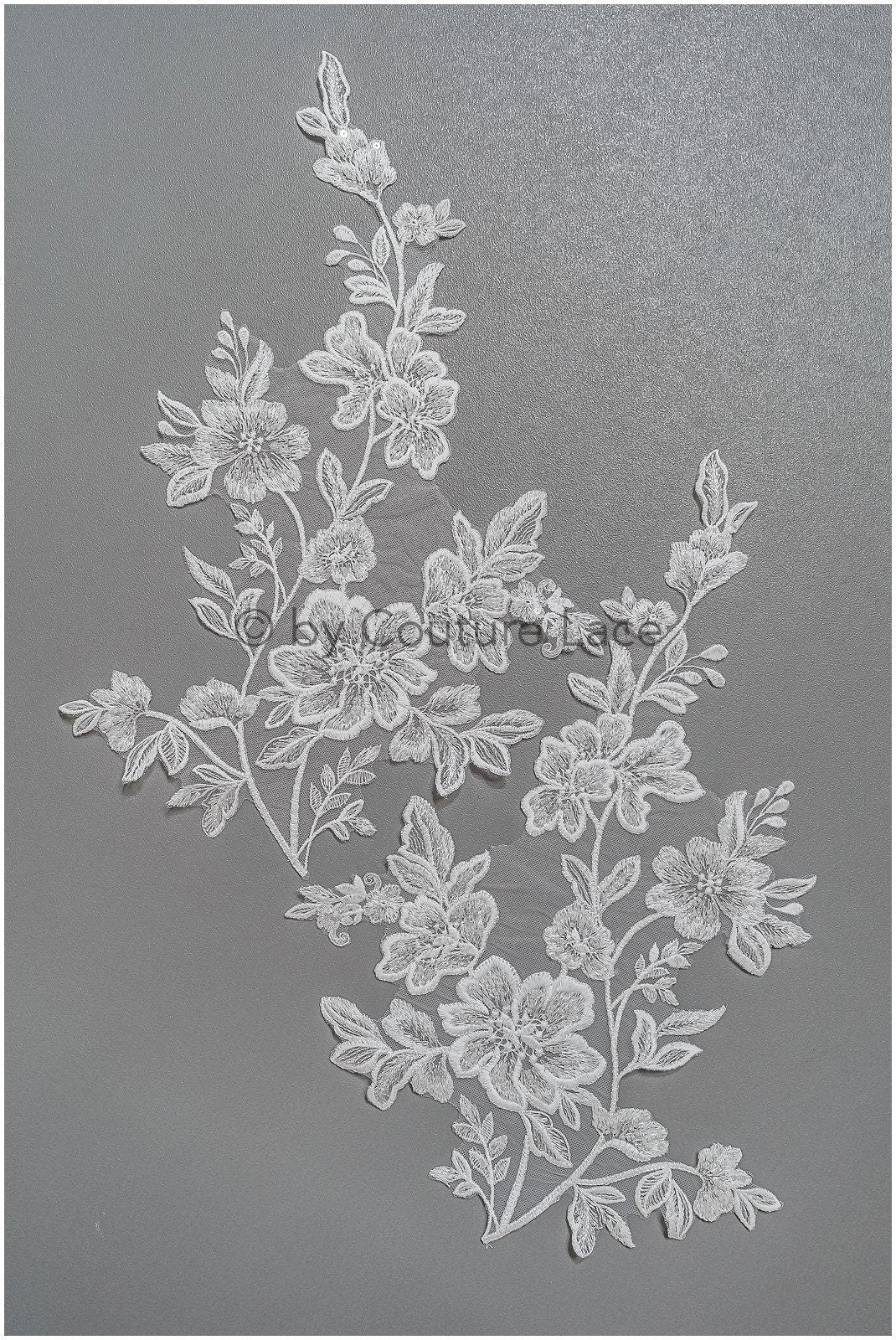 romantische Perlenblumen Spitze Aufnäher/ Baumwollblumen Applikation/ Brautkleid Spitzen Applikation// A22-300