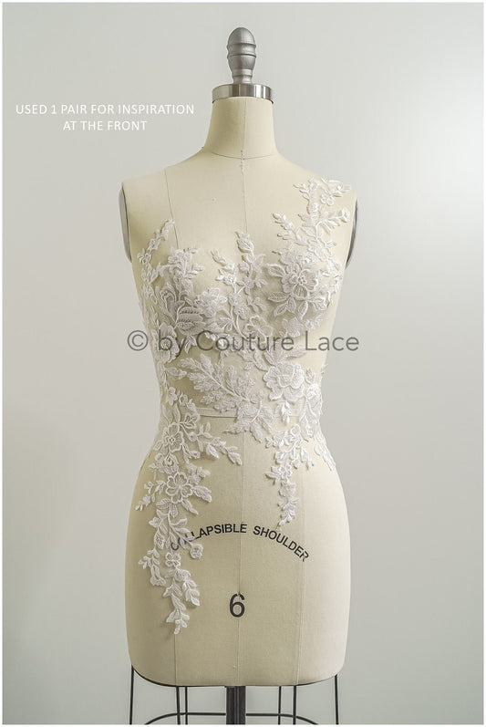 romantischer Blumen-Aufnäher/ Baumwollblumen Applikation/ Hochzeitskleid Spitze Applikation/ Brautblume Applikation// A22-286
