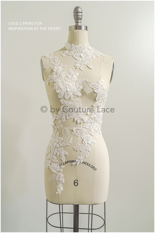 romantischer 3D Blumen Spitzen Aufnäher/ Baumwollblume Applikation/ Brautkleid Spitze Applikation/ Brautblumen Applikation// A22-287