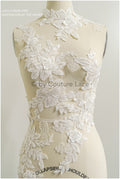 romantischer 3D Blumen Spitzen Aufnäher/ Baumwollblume Applikation/ Brautkleid Spitze Applikation/ Brautblumen Applikation// A22-287