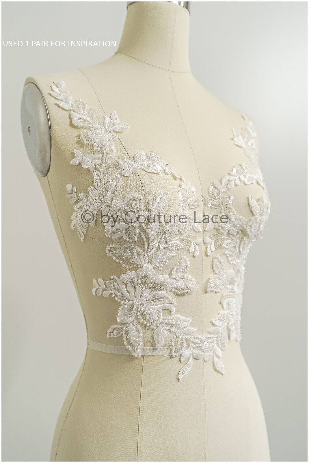 romantische Perlenblumen Spitze Aufnäher/ Baumwollblumen Applikation/ Brautkleid Spitze Applikation// A22-291