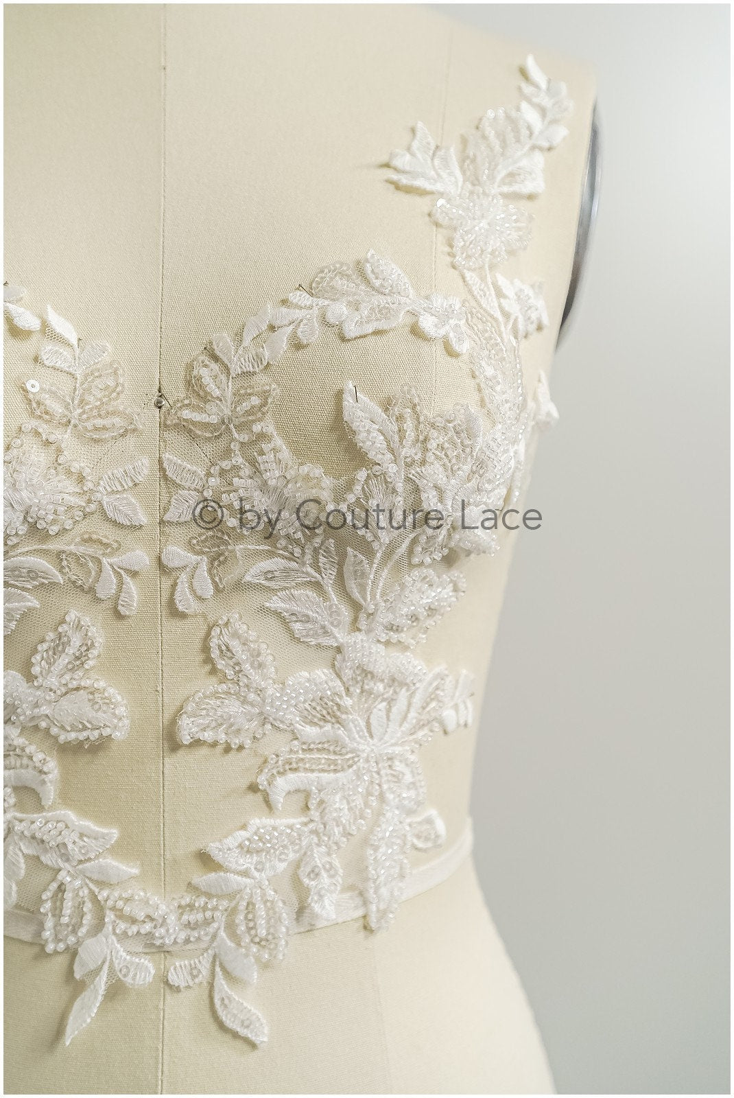 romantische Perlenblumen Spitze Aufnäher/ Baumwollblumen Applikation/ Brautkleid Spitze Applikation// A22-291