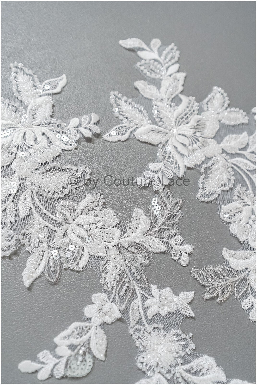 romantische Perlenblumen Spitze Aufnäher/ Baumwollblumen Applikation/ Brautkleid Spitze Applikation// A22-291