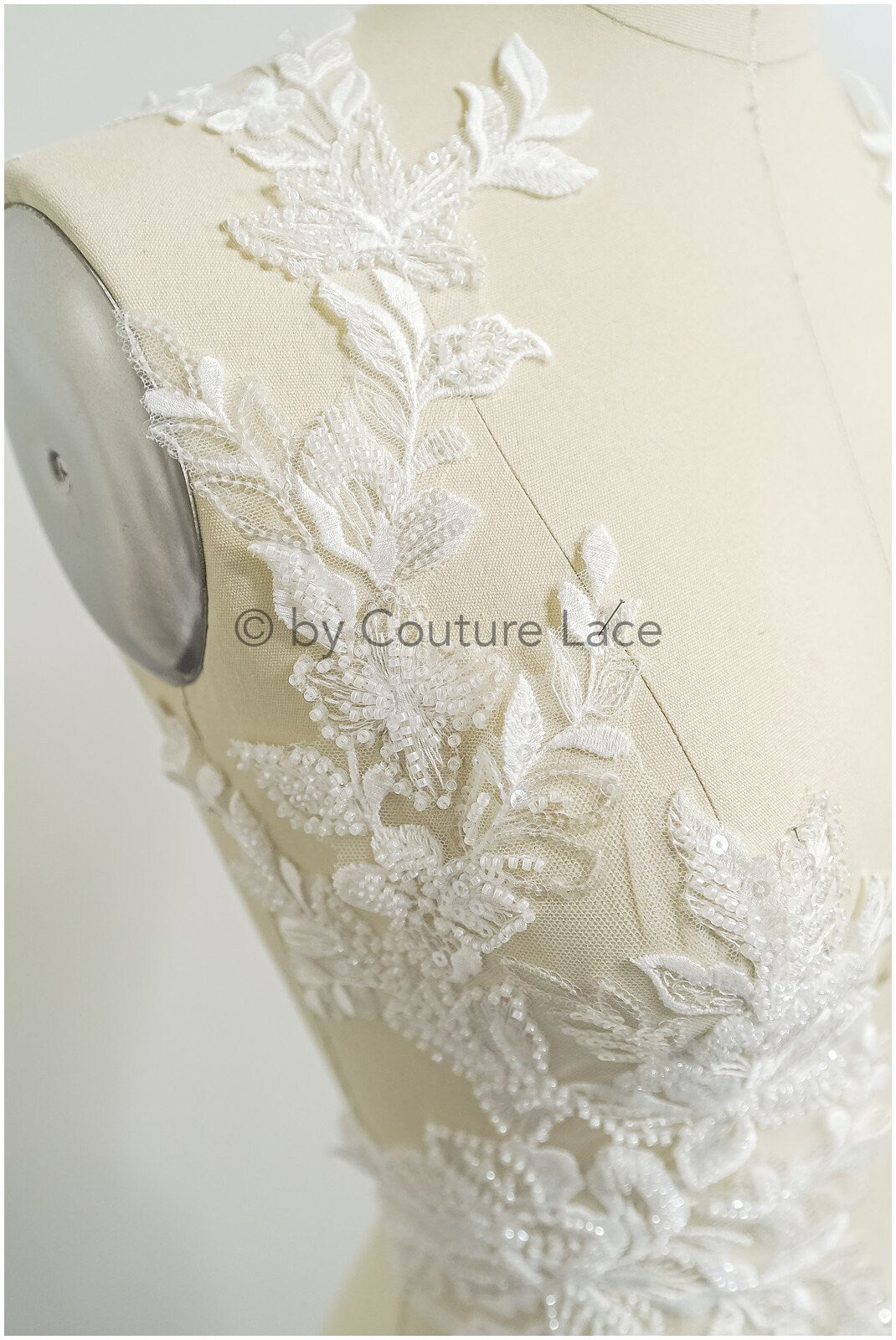 Romantische Perlenblumen Spitze Aufnäher/ Baumwollblume Applikation/ Brautkleid Spitze Applikation/ Brautblume Applikation// A22-292