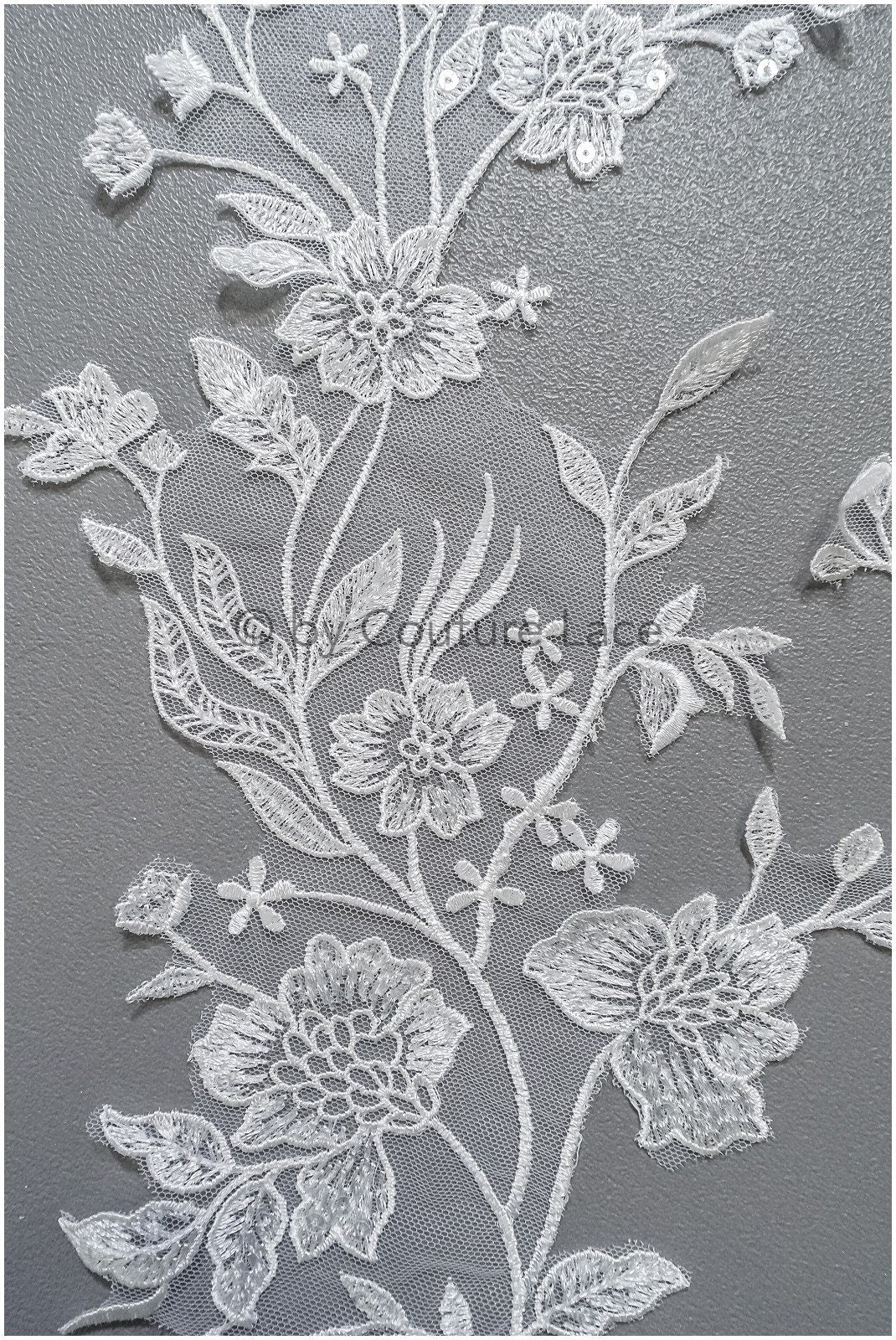 Romantische Wildblumen Spitze Aufnäher/ Baumwollblumen Applikation/ Brautkleid Spitze Applikation// A22-311