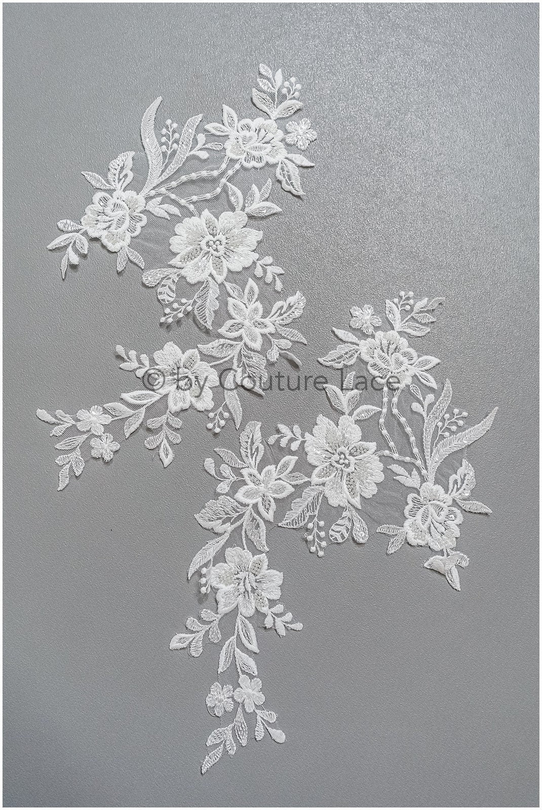 romantische Perlenblüten Spitze Aufnäher/ Baumwollblume Applikation/ Brautkleid Spitzen Applikation/ Brautblumen Applikation// A22-297