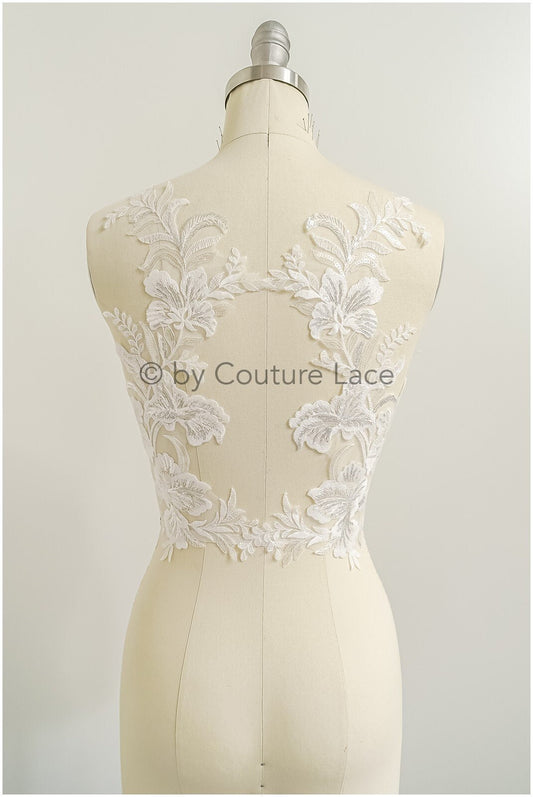 Romantische Wildblumen Spitze Aufnäher/ Baumwolle Blumen Applikation/ Brautkleid Spitze Applikation/ Brautblume Applikation// A22-296