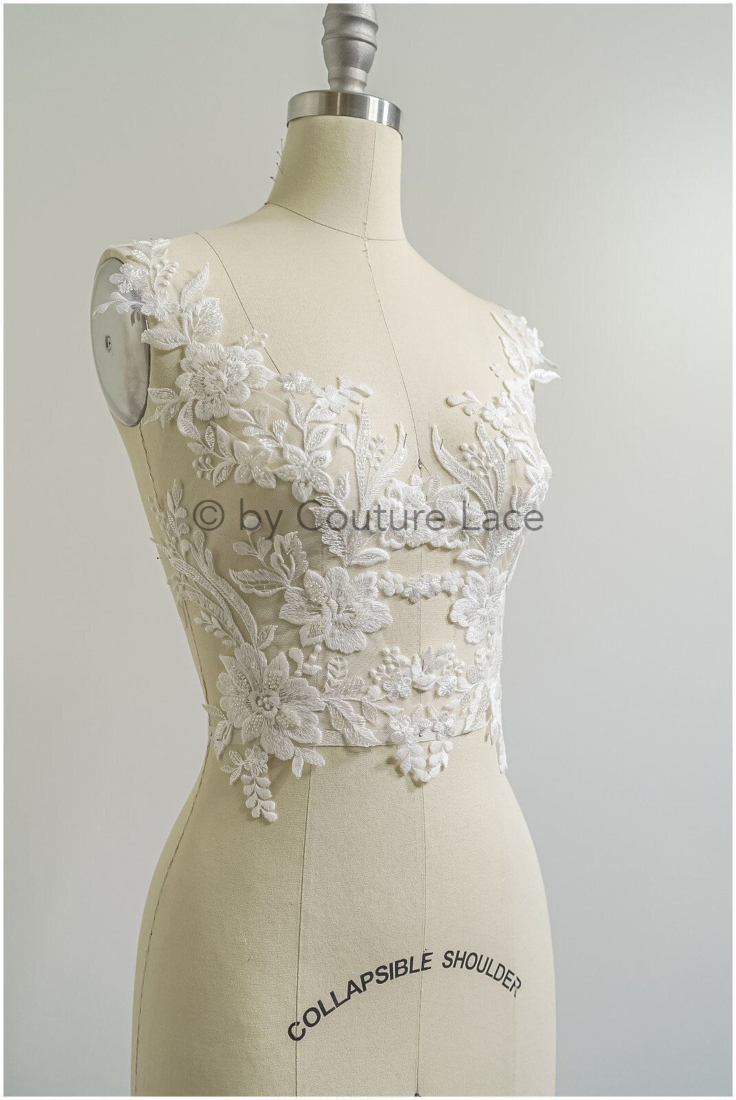romantische Perlenblumen Spitze Aufnäher/ Baumwollblumen Applikation/ Brautkleid Spitze Applikation/ Brautblume Applikation// A22-298