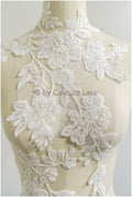 romantische Perlenblumen Spitze Aufnäher/ Baumwollblumen Applikation/ Brautkleid Spitzen Applikation// A22-300