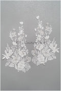 romantischer Wildblumen-Aufnäher/ Silberweiße Blumen Applikation/ Brautkleid Spitze Applikation/ Brautblumen Applikation// A23-315