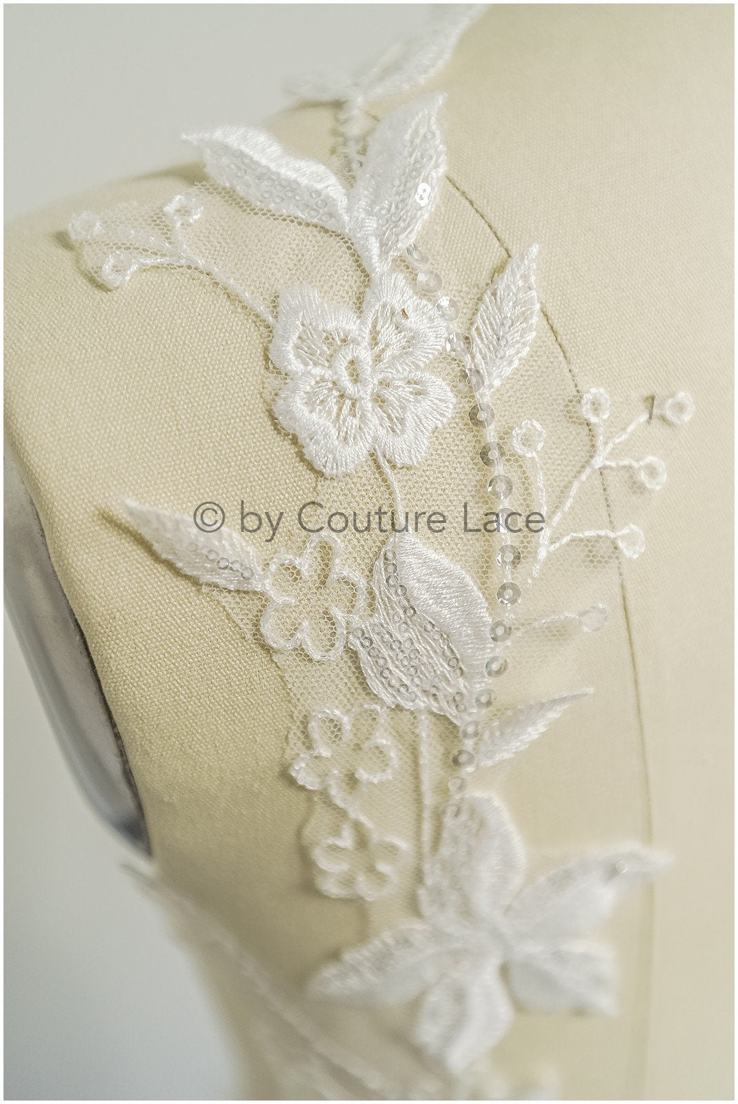 romantische Wildblumen Spitze Aufnäher/ Baumwolle Bestickte Blumen Applikation/ Brautkleid Applikation// A23-314