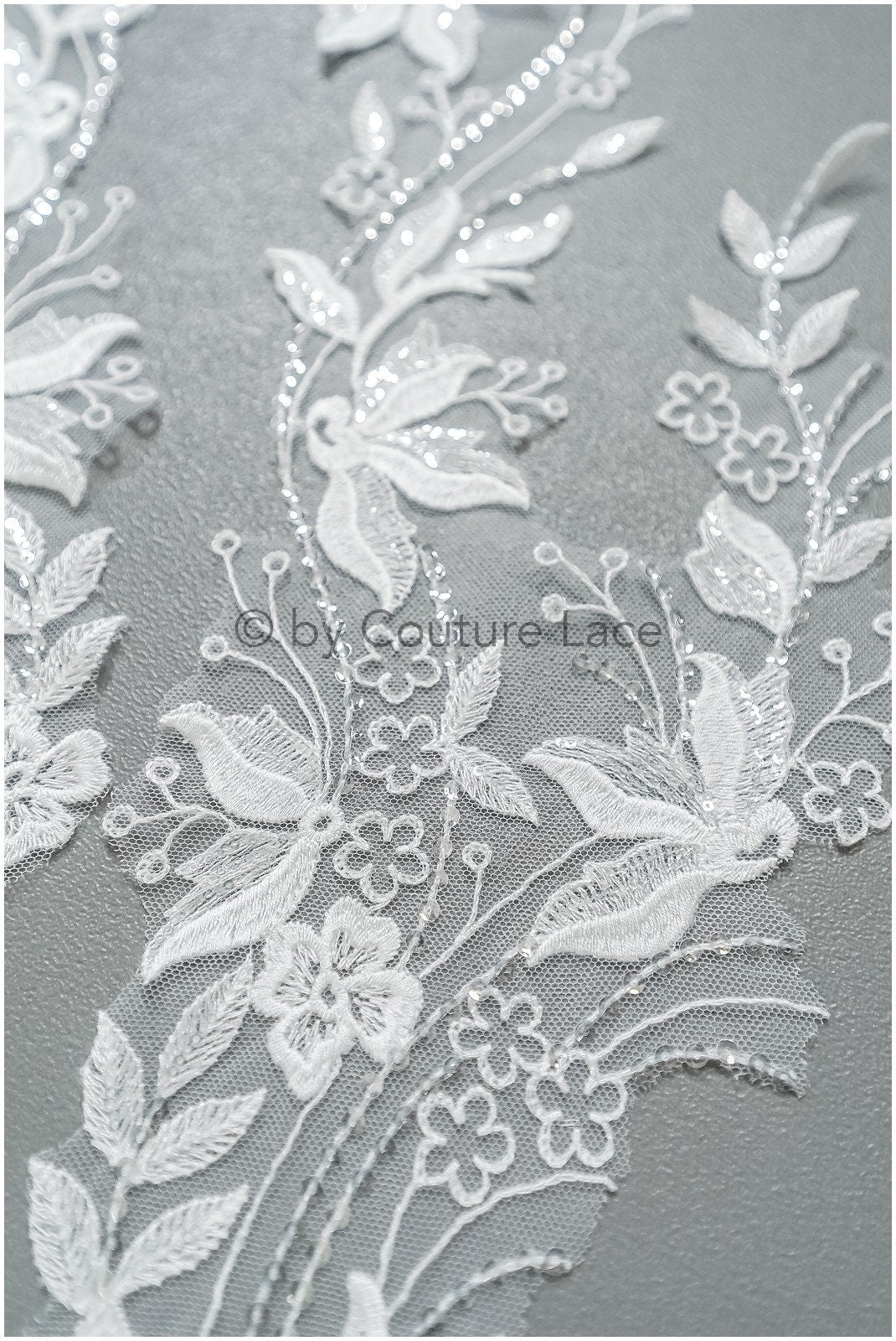 romantische Wildblumen Spitze Aufnäher/ Baumwolle Bestickte Blumen Applikation/ Brautkleid Applikation// A23-314