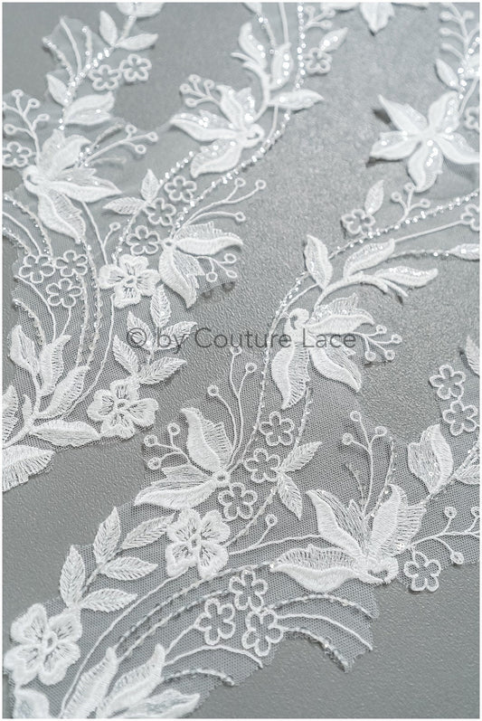 romantische Wildblumen Spitze Aufnäher/ Baumwolle Bestickte Blumen Applikation/ Brautkleid Applikation// A23-314