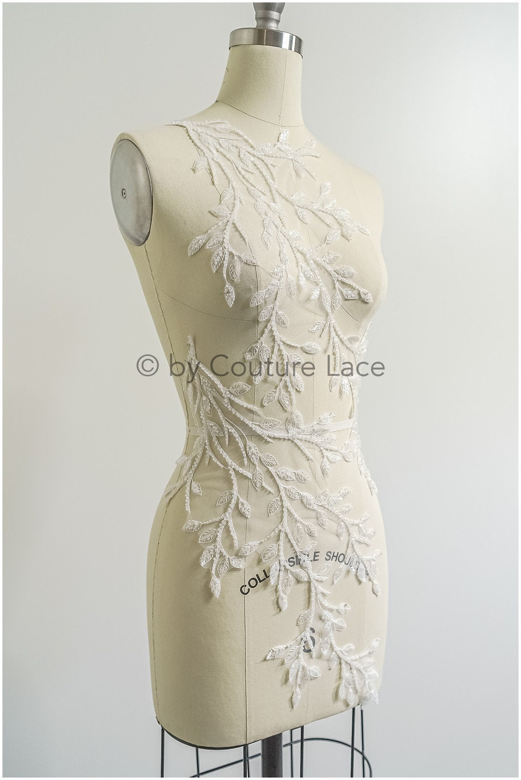 Romantischer Blätter-Aufnäher/ Blätter-Applikation/ Hochzeitskleid Spitze Applikation/ Brautblatt Applikation// A23-312