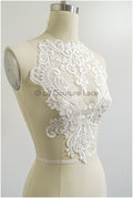 romantischer verschnörkelter SpitzenAufnäher/ cremeweißes Ornament Blumen Applikation/ Brautkleid Spitze Applikation// A23-308