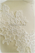 filigree wildflower lace patch/ off-white flower applique/ wedding dress lace applique/ bridal flower applique// A23-306/