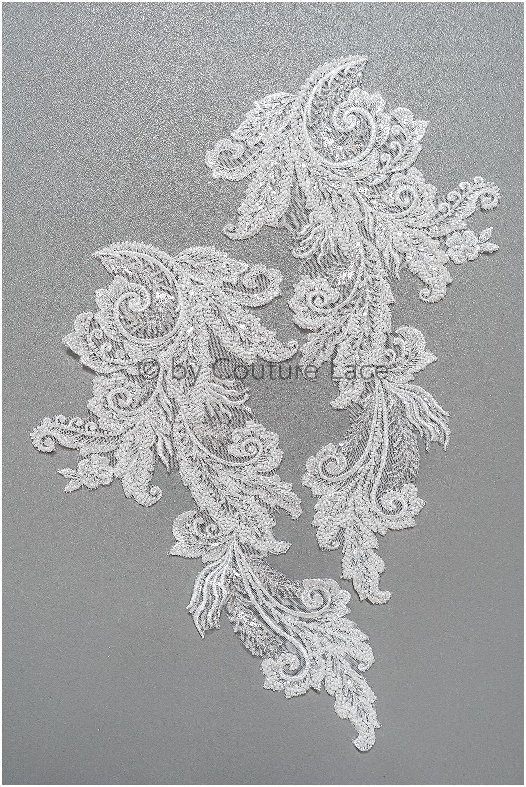 Schwerer Perlen Aufnäher/ Perlenblumen Applikation/ Brautkleid Spitze Applikation/ Brautblatt Patch Applikation// A23-290