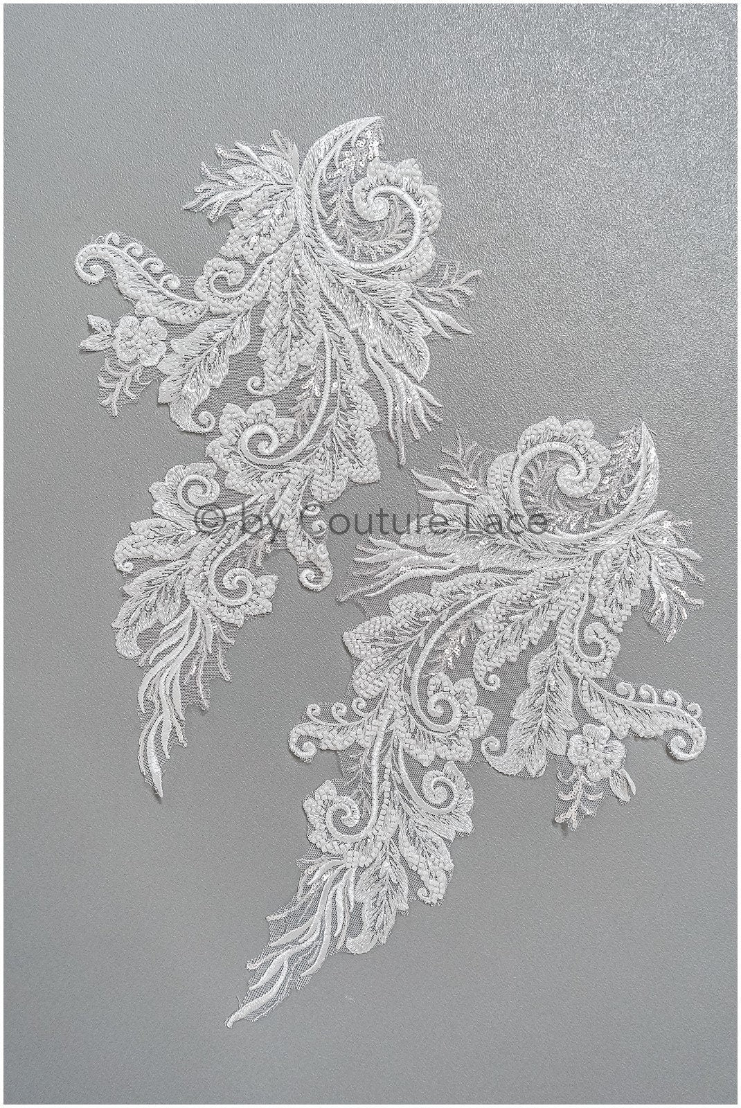 Schwerer Perlen Aufnäher/ Perlenblumen Applikation/ Brautkleid Spitze Applikation/ Brautblatt Patch Applikation// A23-289