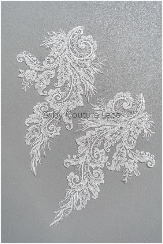 Schwerer Perlen Aufnäher/ Perlenblumen Applikation/ Brautkleid Spitze Applikation/ Brautblatt Patch Applikation// A23-289