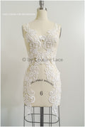 romantischer verschnörkelter Spitzen Aufnäher/ cremefarbene Ornament-Blumen-Applikation/ Brautkleid Spitze Applikation// A23-285
