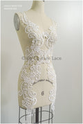 romantischer verschnörkelter Spitzen Aufnäher/ cremefarbene Ornament-Blumen-Applikation/ Brautkleid Spitze Applikation// A23-285