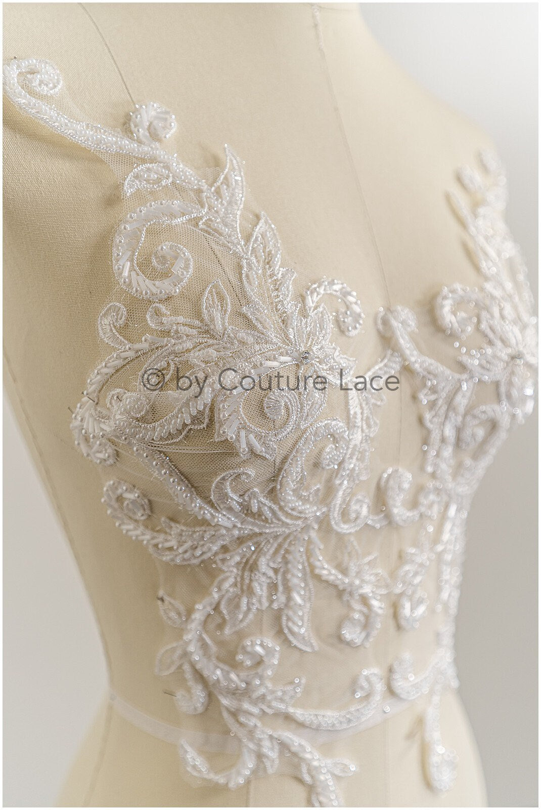 Heavy pearl patch/ pearl flower applique/ bridal leaf applique/ bridal leaf applique// A23-228