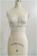romantische Wildblumen Spitze Aufnäher/ Baumwolle Bestickte Blumen Applikation/ Brautkleid Spitze Applikation// A23-284