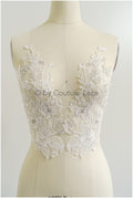 romantischer Wildblumen-Aufnäher/ Silberweiße Blumen Applikation/ Brautkleid Spitze Applikation/ Brautblumen Applikation// A23-315