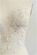 romantischer Wildblumen-Aufnäher/ Silberweiße Blumen Applikation/ Brautkleid Spitze Applikation/ Brautblumen Applikation// A23-315