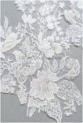 romantischer Wildblumen-Aufnäher/ Silberweiße Blumen Applikation/ Brautkleid Spitze Applikation/ Brautblumen Applikation// A23-315