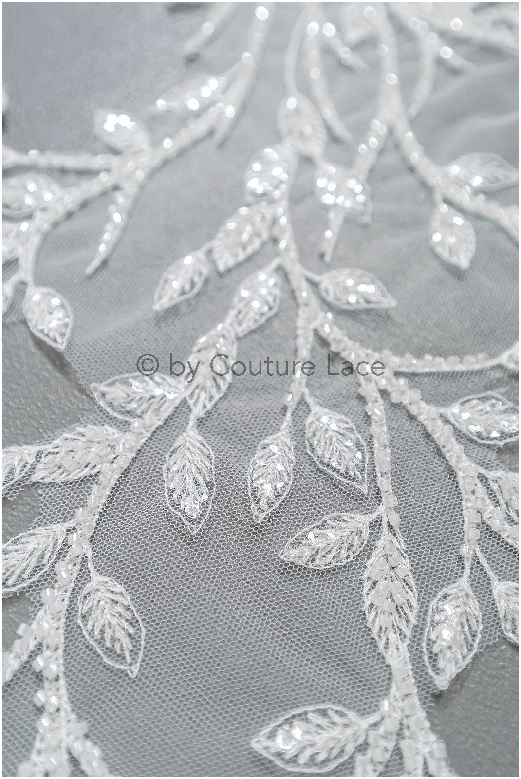 Romantischer Blätter-Aufnäher/ Blätter-Applikation/ Hochzeitskleid Spitze Applikation/ Brautblatt Applikation// A23-312
