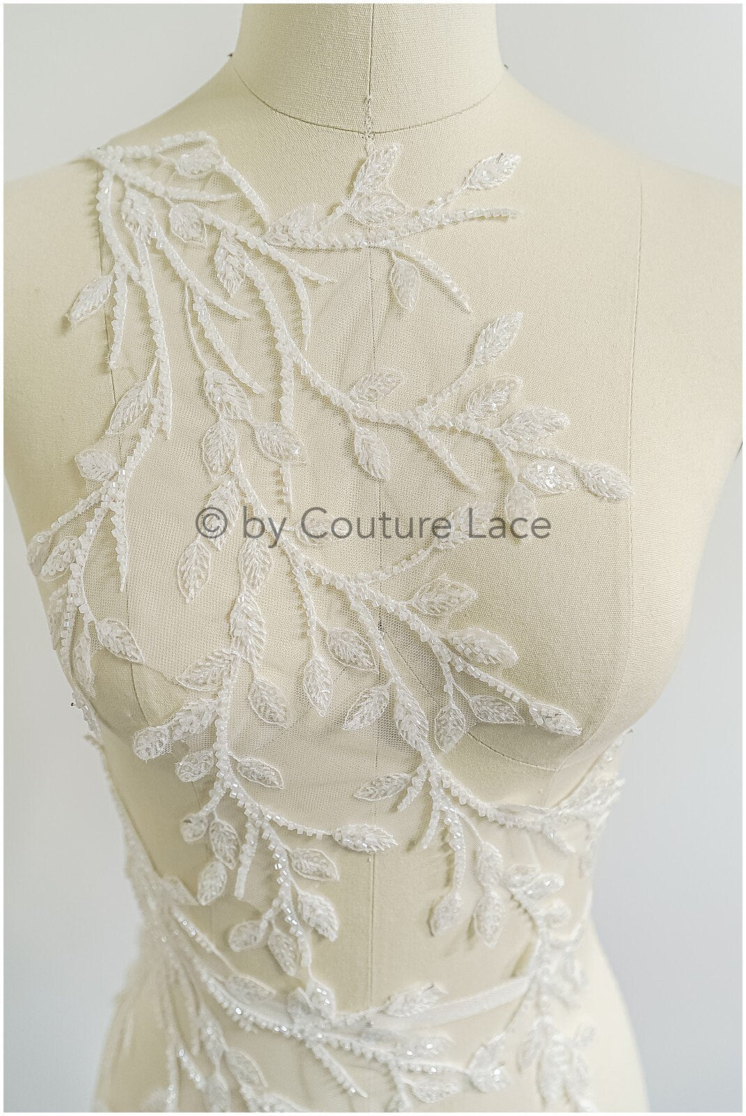 Romantischer Blätter-Aufnäher/ Blätter-Applikation/ Hochzeitskleid Spitze Applikation/ Brautblatt Applikation// A23-312
