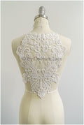 romantischer verschnörkelter SpitzenAufnäher/ cremeweißes Ornament Blumen Applikation/ Brautkleid Spitze Applikation// A23-308