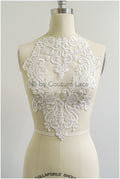 romantischer verschnörkelter SpitzenAufnäher/ cremeweißes Ornament Blumen Applikation/ Brautkleid Spitze Applikation// A23-308