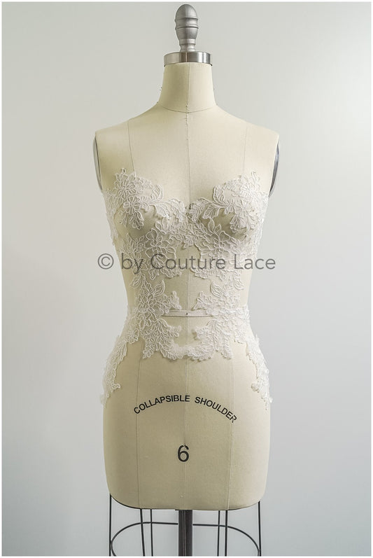 filigree wildflower lace patch/ off-white flower applique/ wedding dress lace applique/ bridal flower applique// A23-307