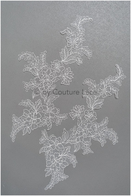 filigree wildflower lace patch/ off-white flower applique/ wedding dress lace applique/ bridal flower applique// A23-307