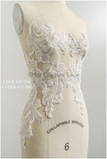 Schwerer Perlen Aufnäher/ Perlenblumen Applikation/ Brautkleid Spitze Applikation/ Brautblatt Patch Applikation// A23-290