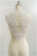 Schwerer Perlen Aufnäher/ Perlenblumen Applikation/ Brautkleid Spitze Applikation/ Brautblatt Patch Applikation// A23-290