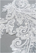 Schwerer Perlen Aufnäher/ Perlenblumen Applikation/ Brautkleid Spitze Applikation/ Brautblatt Patch Applikation// A23-289