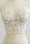 Schwerer Perlen Aufnäher/ Perlenblumen Applikation/ Brautkleid Spitze Applikation/ Brautblatt Patch Applikation// A23-289