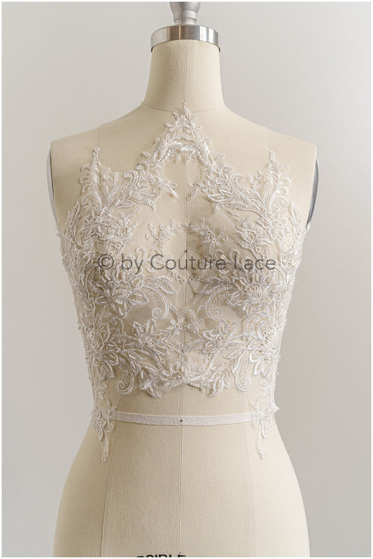 romantischer verzierter Spitzen Aufnäher/ cremeweiße Ornament Blumen Applikation/ Brautkleid Spitze Applikation/ Braut verzierte Muster Applikation// A23-232