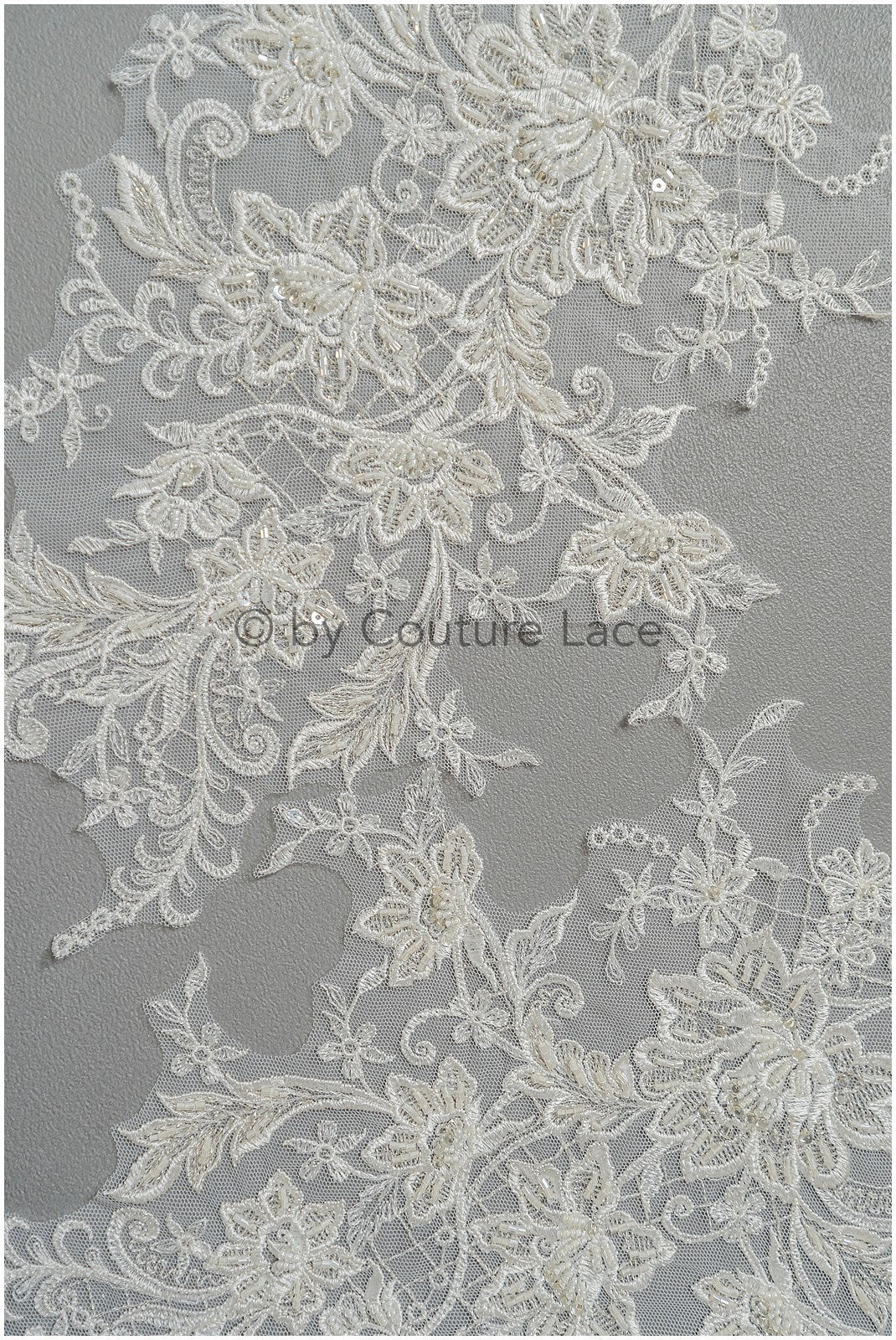 romantischer verzierter Spitzen Aufnäher/ cremeweiße Ornament Blumen Applikation/ Brautkleid Spitze Applikation/ Braut verzierte Muster Applikation// A23-232
