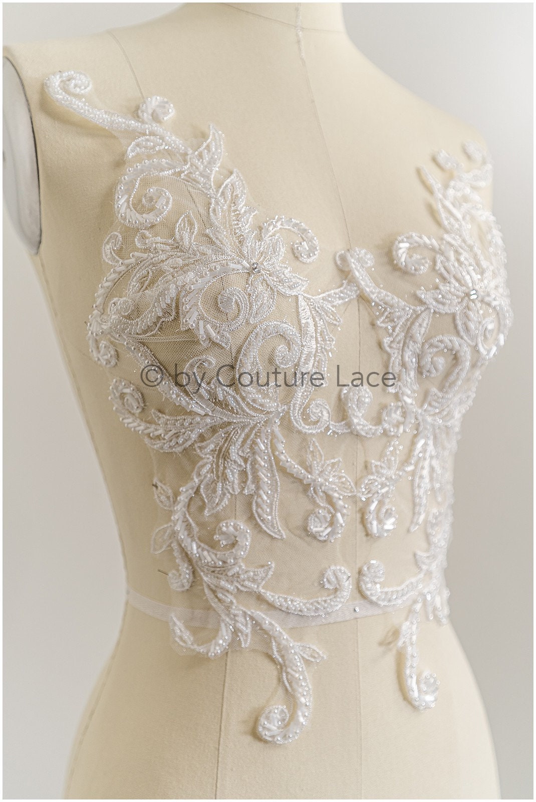 Heavy pearl patch/ pearl flower applique/ bridal leaf applique/ bridal leaf applique// A23-228