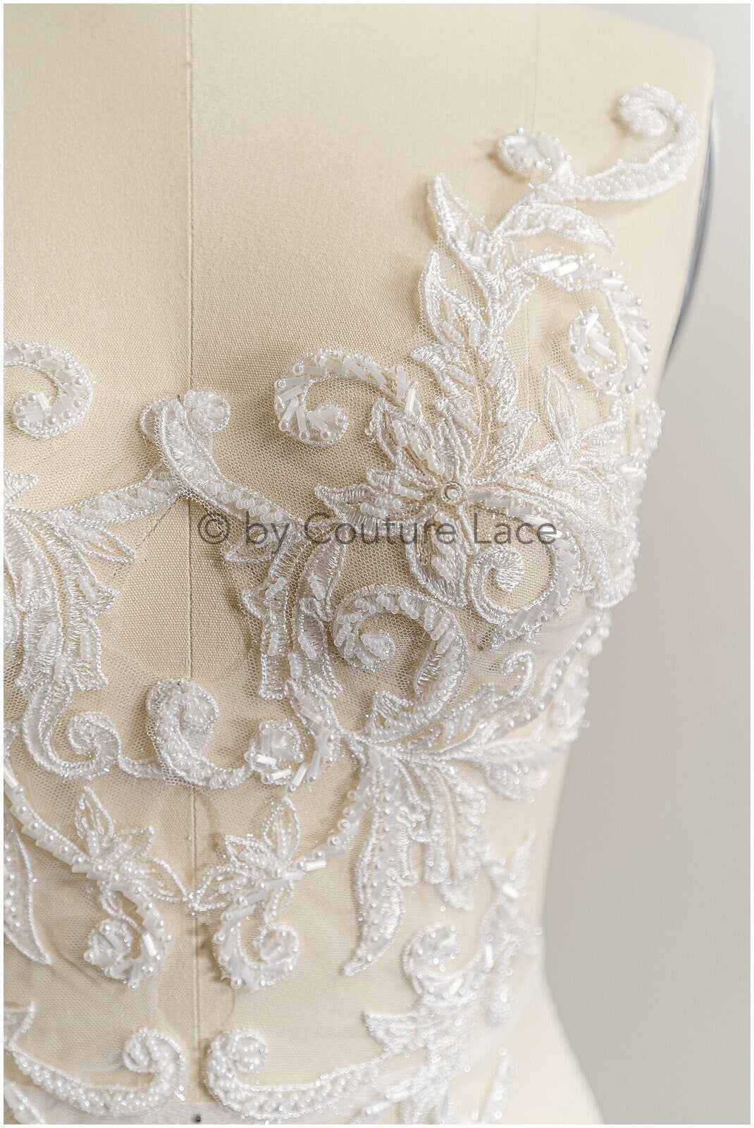 Heavy pearl patch/ pearl flower applique/ bridal leaf applique/ bridal leaf applique// A23-228