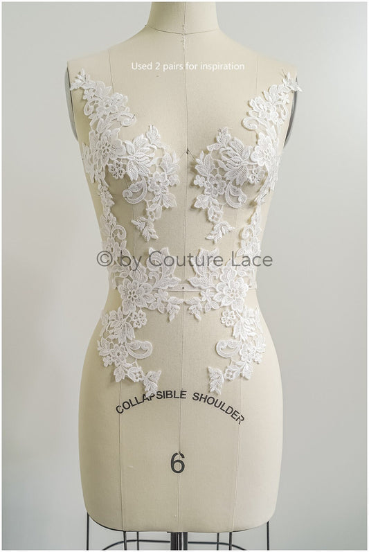 romantische Wildblumen Spitze Aufnäher/ Baumwolle Bestickte Blumen Applikation/ Brautkleid Spitze Applikation// A23-284