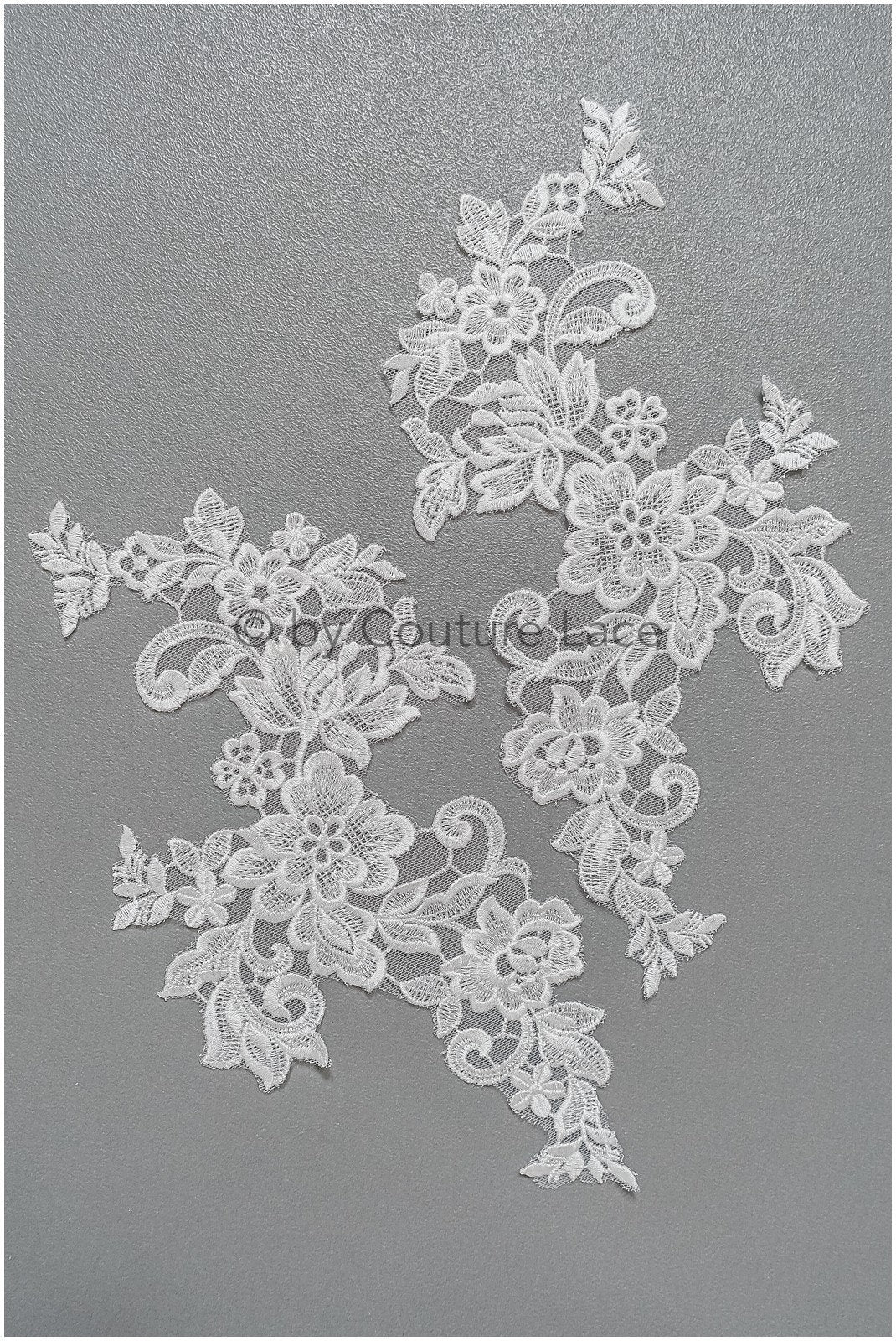 romantische Wildblumen Spitze Aufnäher/ Baumwolle Bestickte Blumen Applikation/ Brautkleid Spitze Applikation// A23-284