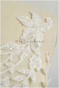 Perlen Blumen Applikation/ schwere Perlen Braut Aufnäher/ Hochzeitskleid Spitzenapplikation/ Brautblatt Applikation/ A23-021